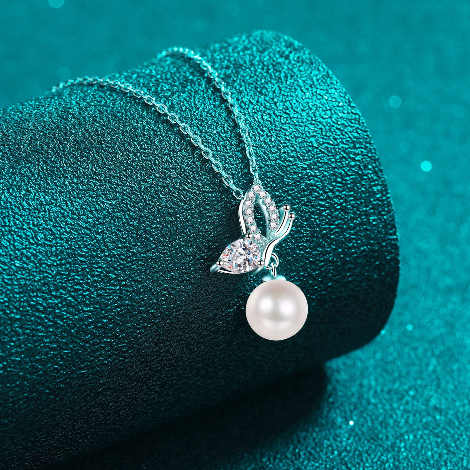 Pearl Pendant Moissanite 925 Sterling Silver Necklace - Flyclothing LLC