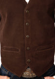 Roper Mens Brown Suede Leather Vest With Buckle Tie