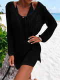 Openwork Tie Neck Cover-Up - Flyclothing LLC