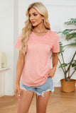 Ruched Round Neck Short Sleeve T-Shirt Trendsi