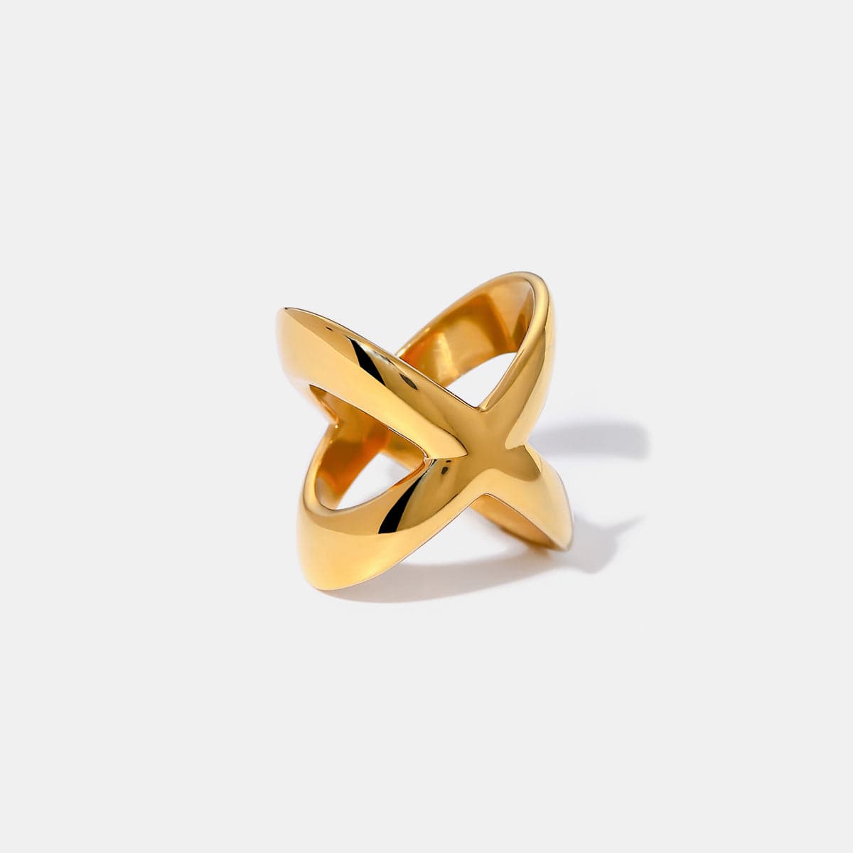 18K Gold-Plated Crisscross Ring - Trendsi