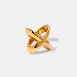 18K Gold-Plated Crisscross Ring - Trendsi