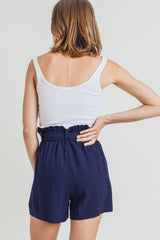 Cotton Bleu by Nu Label Buckle Belt Cotton Linen Shorts - Trendsi