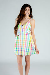 The Savannah Swinger | Pastel Plaid Strappy Dress