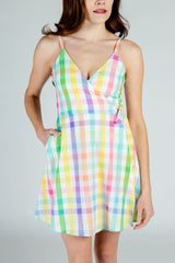 The Savannah Swinger | Pastel Plaid Strappy Dress