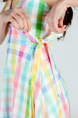 The Savannah Swinger | Pastel Plaid Strappy Dress