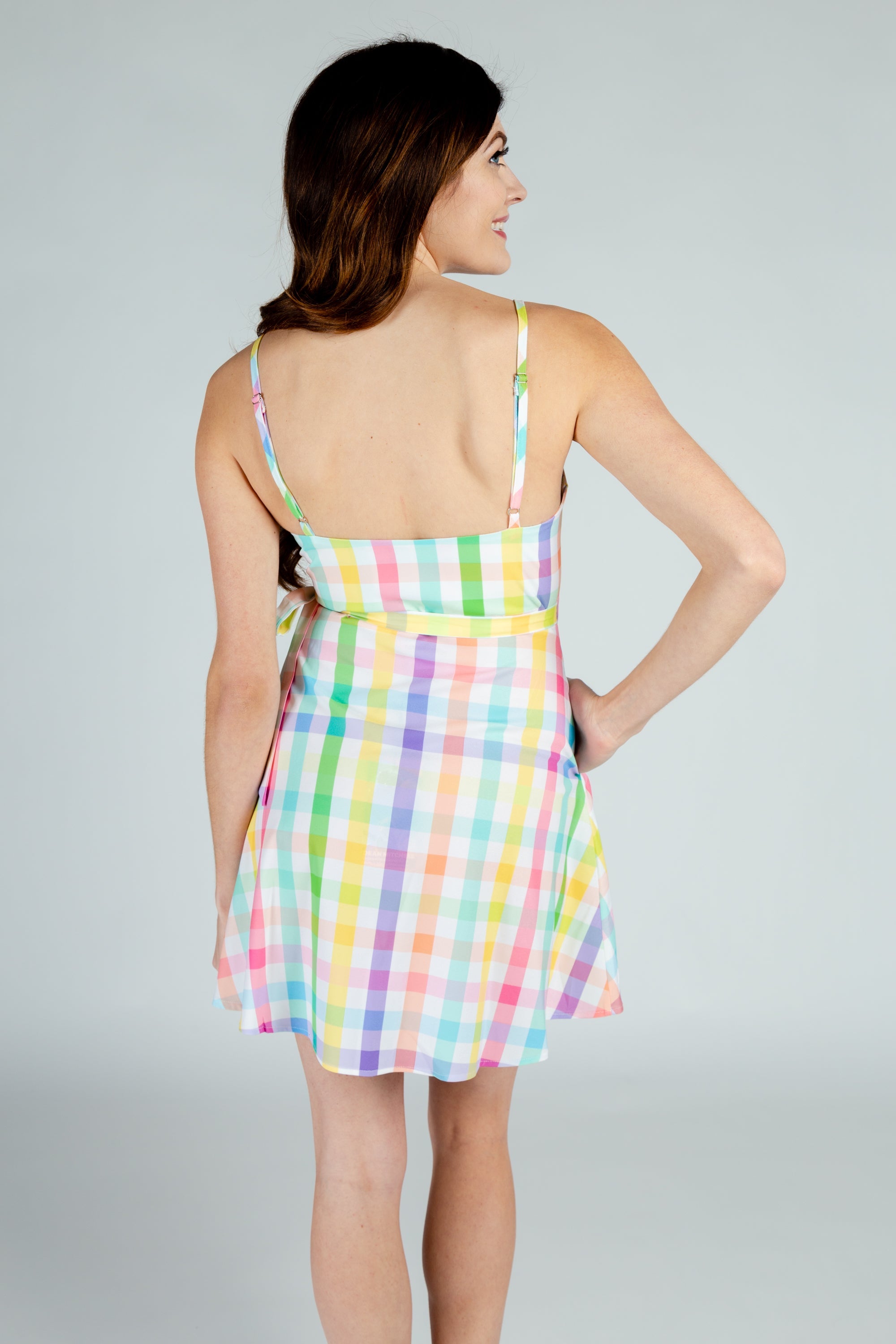 The Savannah Swinger | Pastel Plaid Strappy Dress