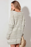 Thinkable Mixed-Stitch Front Tie Sweater Dress - Trendsi