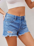 Distressed Raw Hem Denim Shorts - Flyclothing LLC