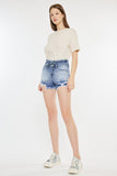 Kancan High Rise Frayed Hem Denim Shorts Trendsi