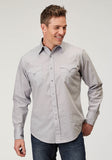 Roper Mens Long Sleeve Snap Solid Poplin Grey Western Shirt