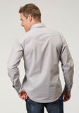 Roper Mens Long Sleeve Snap Solid Poplin Grey Western Shirt