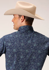 Roper Mens Long Sleeve Snap Vintage Paisley Print Western Shirt