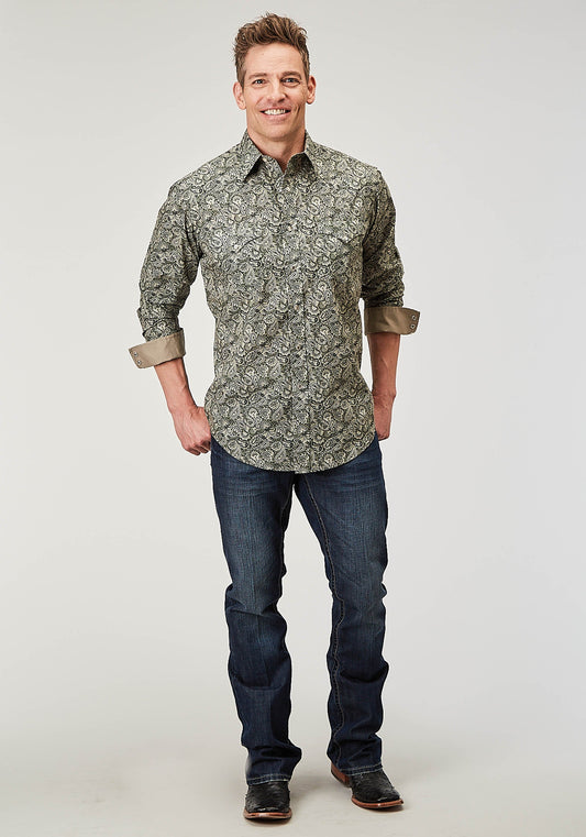 Roper Mens Long Sleeve Snap Estampa Paisley Western Shirt - Roper