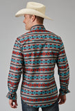 Roper Mens Long Sleeve Snap Aztec Stripe Print Western Shirt