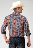 Roper Mens Long Sleeve Button Vertical Tropical Aztec Western Shirt