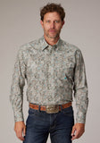 Roper Mens Long Sleeve Snap Sand Dune Paisley Western Shirt