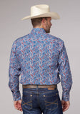 Roper Mens Long Sleeve Snap Blue River Paisley Western Shirt