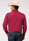 Roper Mens Long Sleeve Snap Solid Poplin Stretch Red Western Shirt