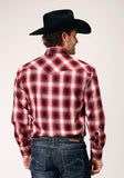 Roper Mens Long Sleeve Snap Basic Red Plaid Western Shirt