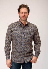 Roper Mens Long Sleeve Button Vintage Paisley Western Shirt