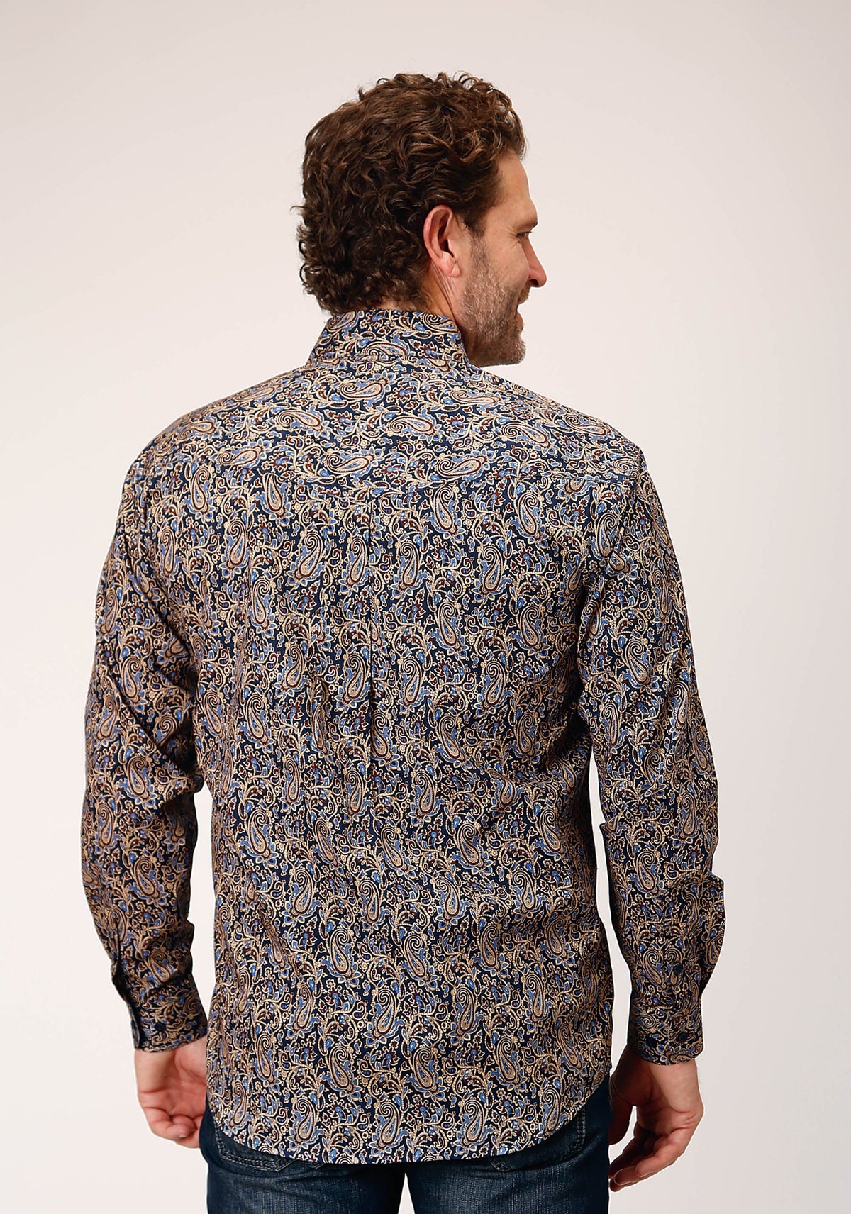 Roper Mens Long Sleeve Button Vintage Paisley Western Shirt