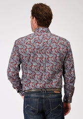 Roper Mens Long Sleeve Button Red River Paisley Western Shirt