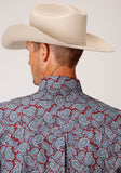 Camisa vaquera con estampado paisley y manga larga con botones para hombre de Roper