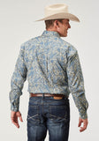 Roper Mens Long Sleeve Button Delft Paisley Western Shirt