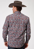 Roper Mens Long Sleeve Button Red River Paisley Western Shirt