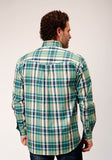 Roper Mens Long Sleeve Button Ocean Plaid Western Shirt