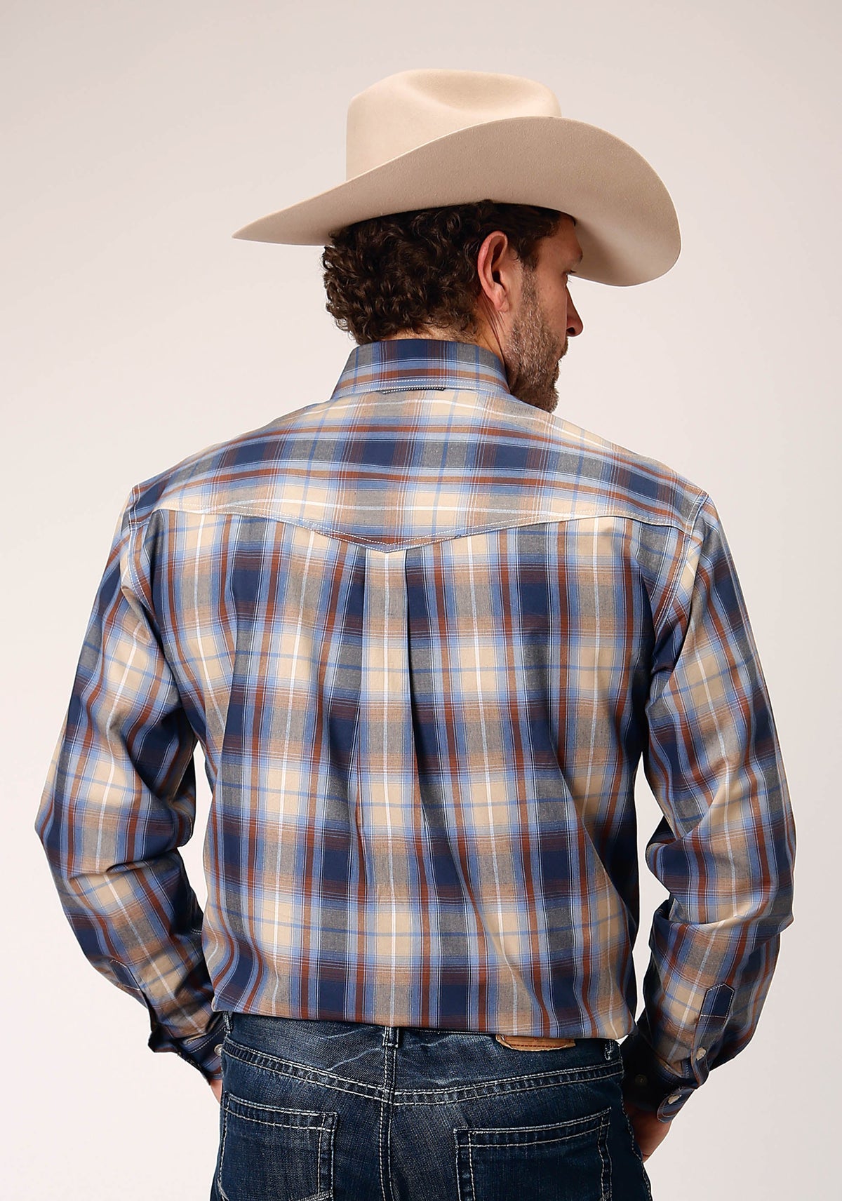 Roper Mens Long Sleeve Button Ranch Plaid Western Shirt