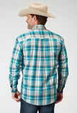 Roper Mens Long Sleeve Button Waters Edge Plaid Western Shirt