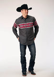 Roper Mens Long Sleeve Snap Aztec Border Western Shirt