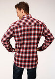 Roper Mens Long Sleeve Snap Unlined Flannel Plaid Shirt Western Shirt Tall Fit