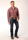 Roper Mens Long Sleeve Snap Unlined Wine Grey And Gold Flannel Plaid Shirt Western Shirt Tall Fit