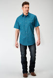 Roper Mens Short Sleeve Snap Scribble Print Western Shirt