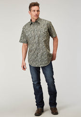 Roper Mens Short Sleeve Snap Estampa Paisley Western Shirt