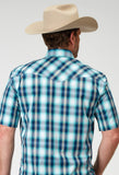 Roper Mens Short Sleeve Snap Cool Breeze Plaid Western Shirt