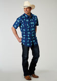 Roper Mens Short Sleeve Snap Hawaiian Ombre Print Western Shirt