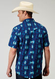 Roper Mens Short Sleeve Snap Hawaiian Ombre Print Western Shirt