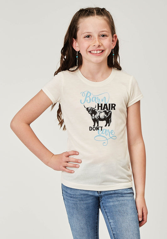 Roper Girls Short Sleeve Poly Rayon Cream Western T Shirt With Screen Print Decoration - Roper