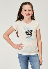 Roper Girls Short Sleeve Poly Rayon Cream Western T Shirt With Screen Print Decoration - Roper