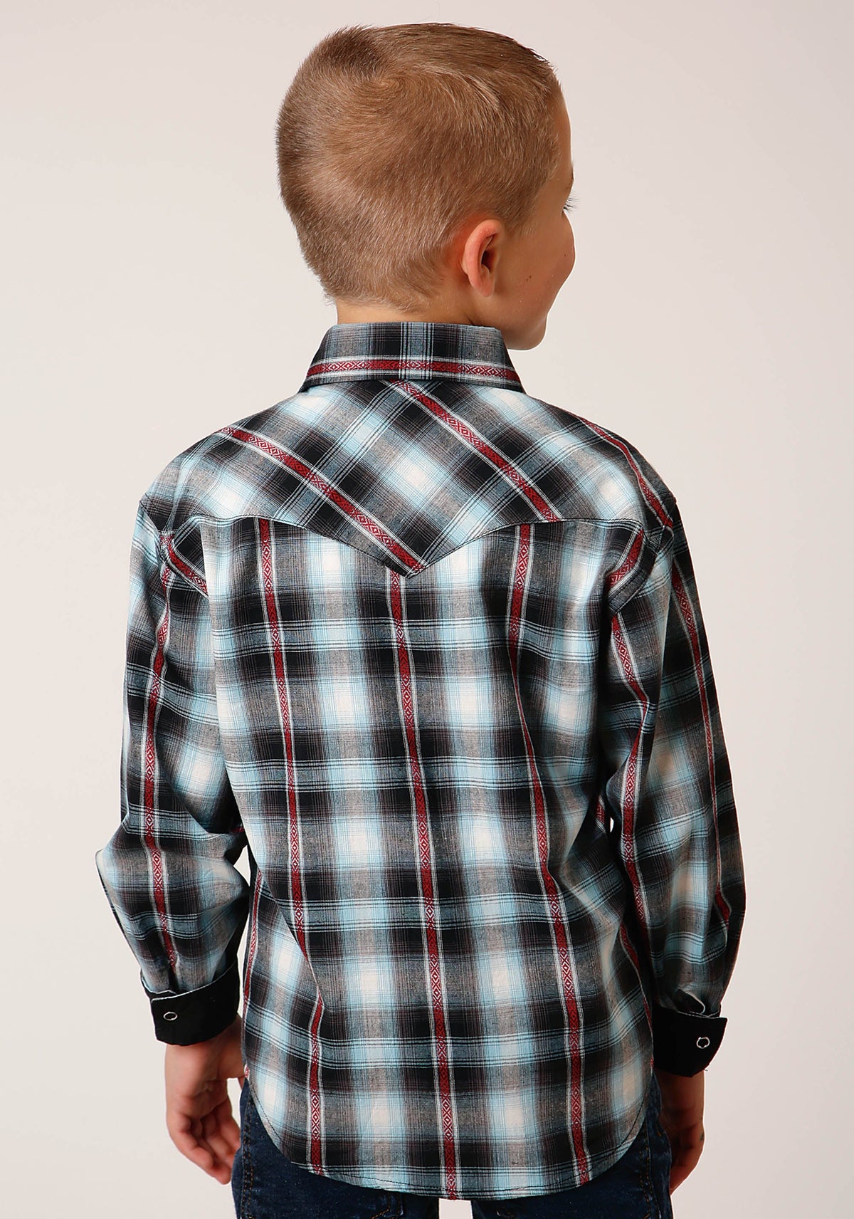 Roper Boys Long Sleeve Snap Dusk Dobby Western Shirt