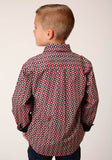 Roper Boys Long Sleeve Snap Western Diamond Print Western Shirt