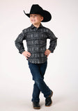 Roper Boys Long Sleeve Snap Aztec Stripe Western Shirt