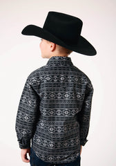 Roper Boys Long Sleeve Snap Aztec Stripe Western Shirt