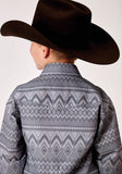 Roper Boys Long Sleeve Snap River Aztec Print Western Shirt