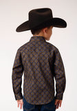 Roper Boys Long Sleeve Snap Diamond Medallion Western Shirt