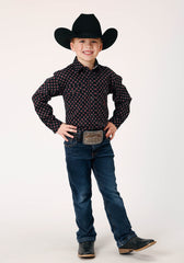 Roper Boys Long Sleeve Snap Cottage Foulard Western Shirt